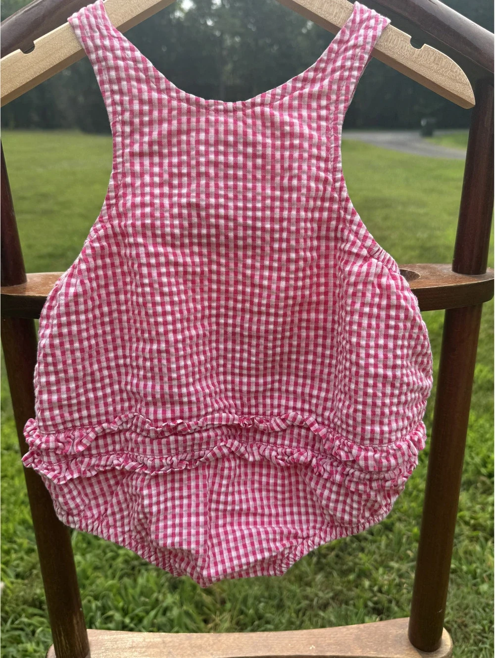 Pastel Rainbow Gymboree Infant Pink Gingham Cotton Bubble Romper 6-12 Months